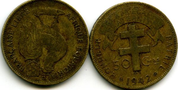 Монета 1 франк 1976г Французская Центральная Африка