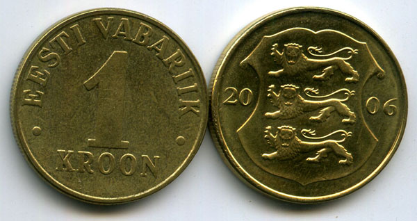 Монета 1 крона 2006г Эстония