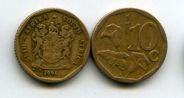 Монета 10 центов 1994г Южная Африка