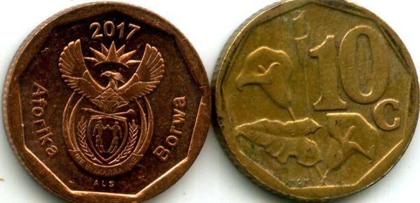 Монета 10 центов 2017г Южная Африка