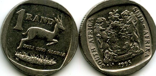 Монета 1 ранд 1995г Южная Африка