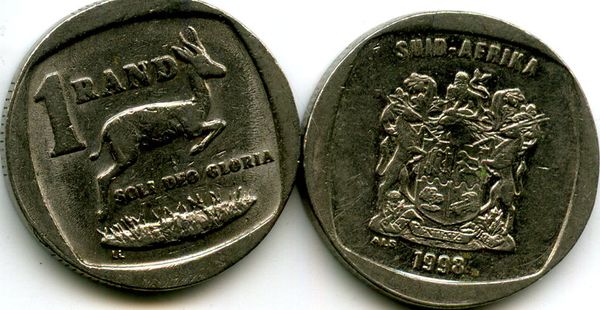 Монета 1 ранд 1998г Южная Африка