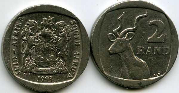 Монета 2 ранда 1993г Южная Африка