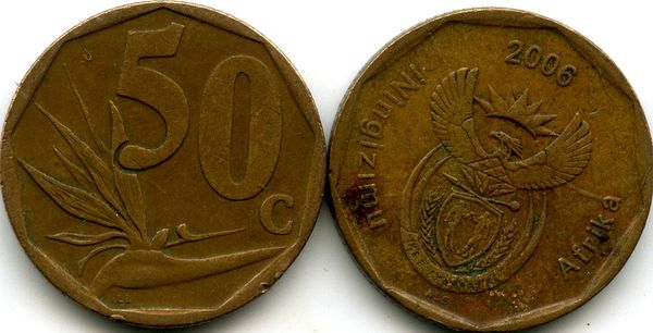Монета 50 центов 2006г Южная Африка