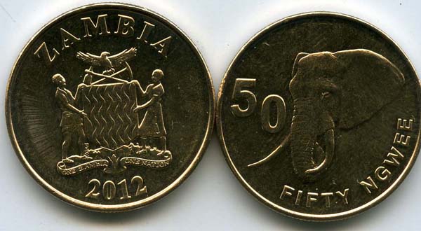 Монета 50 нгеве 2012г Замбия