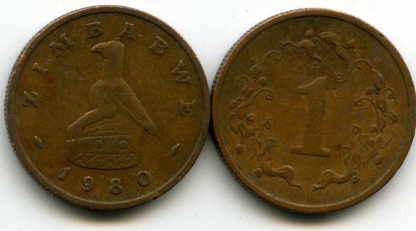 Монета 1 цент 1980г Зимбабве
