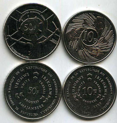 Набор монет неполный 10,50 франков 2011г Бурунди