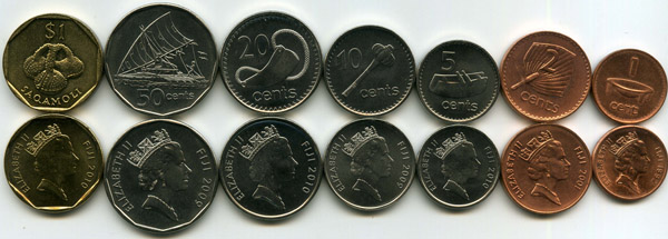 Набор монет 1,2,5,10,20,50,1 доллар 2010г Фиджи