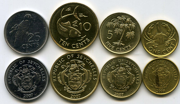 Набор монет 1,5,10,25 центов 2007г Сейшеллы