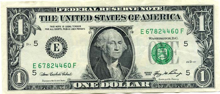 Бона 1 доллар 2006г E США