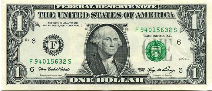 Бона 1 доллар 2006г F США