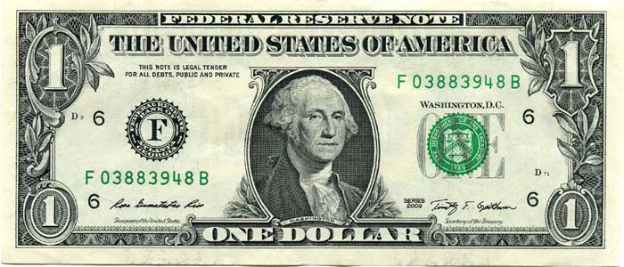 Бона 1 доллар 2009г F США