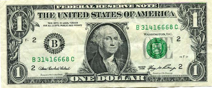 Бона 1 доллар 2006г В США