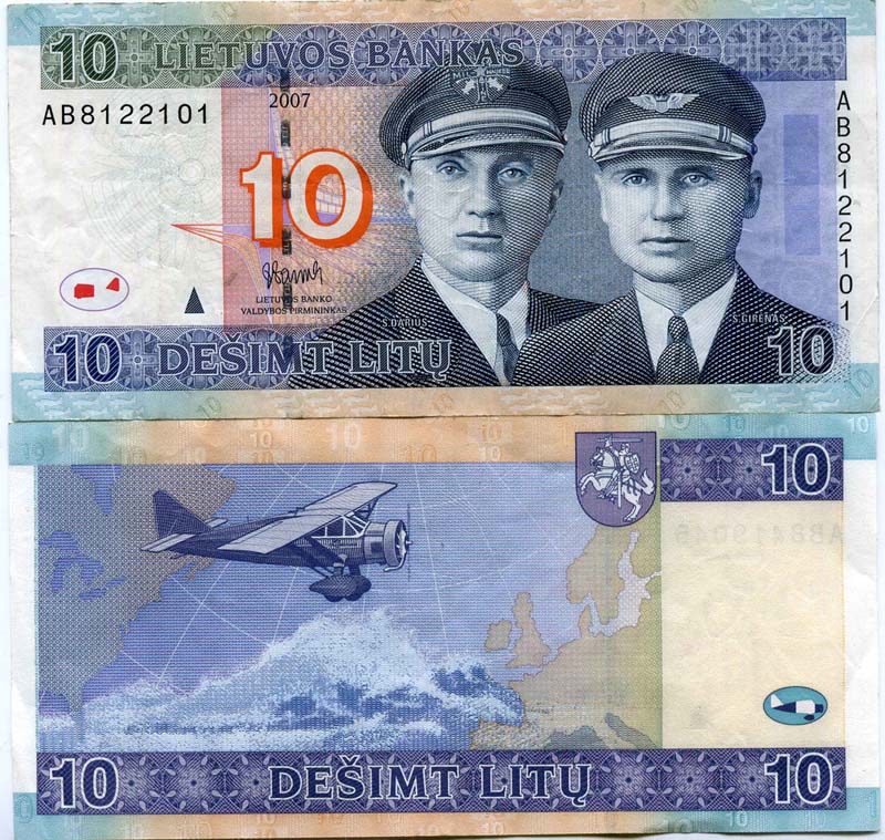Банкнота 10 лит 2007г Литва