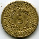 Монеты 5 рейхспфенингов