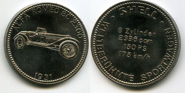 Жетон Шелл 1931г Альфа Ромео 8С 2300