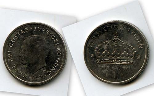 Монета 1 крона 2008г Швеция