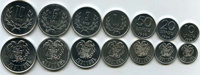 Набор монет 10-10 драм 1994г Армения