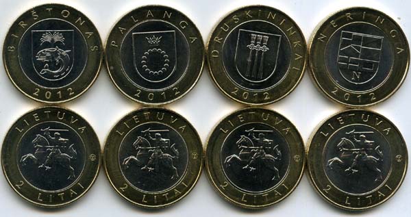 Набор монет 4х2 лита 2012г Литва