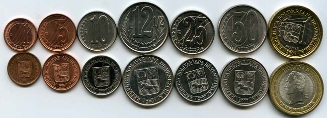 Набор монет от 1 сентимос до 1 боливара 2007г Венесуэла