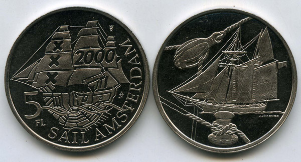 Монетовидный жетон 5 флоринов 2000г тип1 Нидерланды