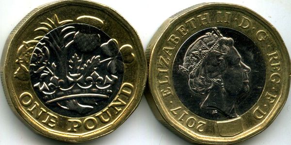 Монета 1 фунт 2017г Великобритания