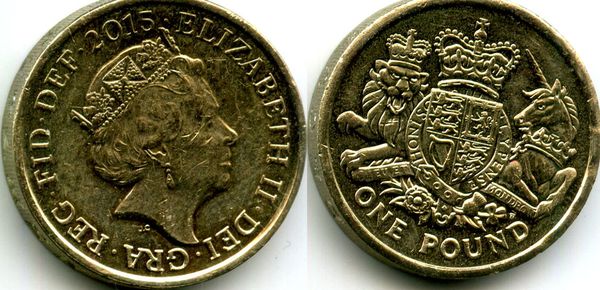 Монета 1 фунт 2015г Королевский герб Великобритания