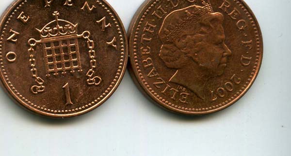 Монета 1 пенни 2007г Англия