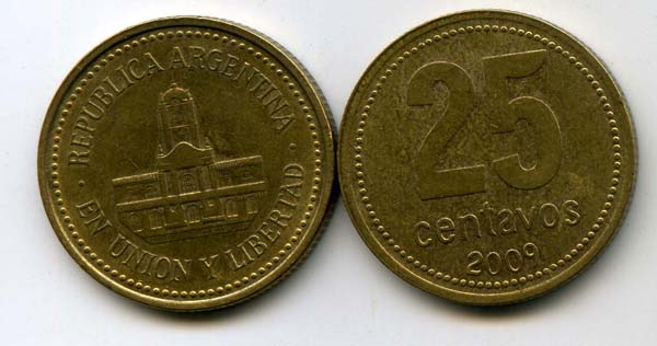 Монета 25 сентаво 2009г Аргентина