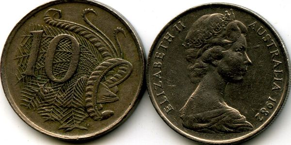Монета 10 центов 1982г Австралия