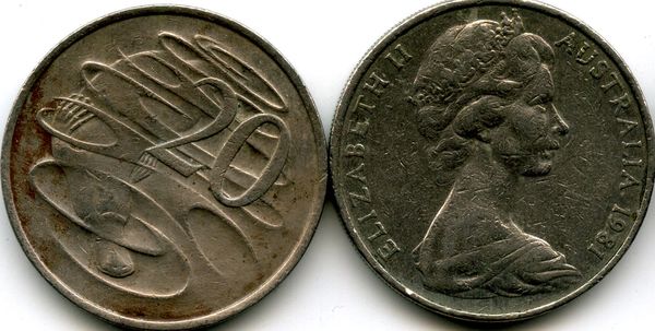 Монета 20 центов 1981г Австралия