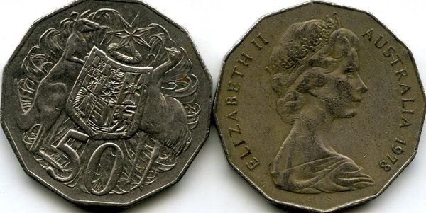Монета 50 центов 1978г Австралия
