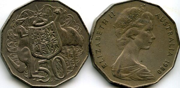 Монета 50 центов 1980г Австралия