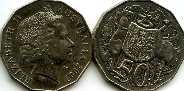 Монета 50 центов 2007г Австралия
