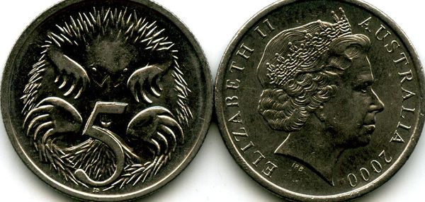 Монета 5 центов 2000г Австралия