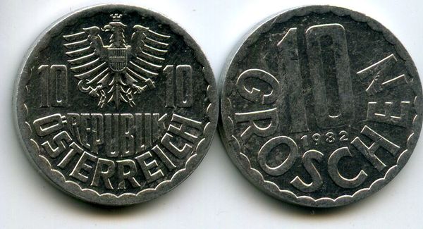 Монета 10 грош 1982г Австрия