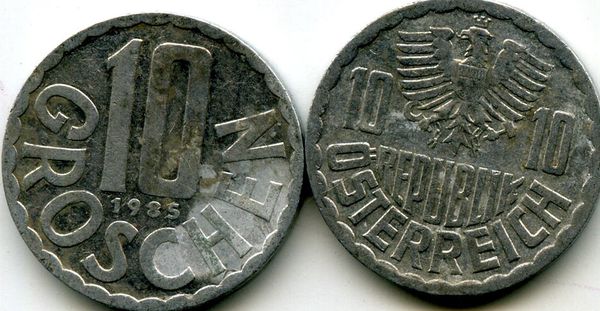 Монета 10 грош 1985г Австрия