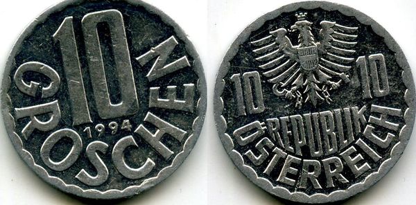 Монета 10 грош 1994г Австрия