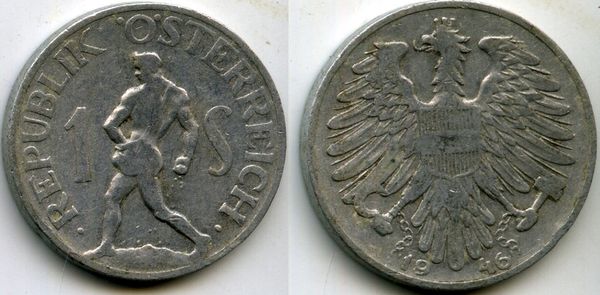 Монета 1 шиллинг 1946г Австрия
