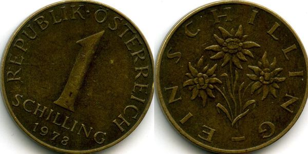 Монета 1 шиллинг 1978г Австрия