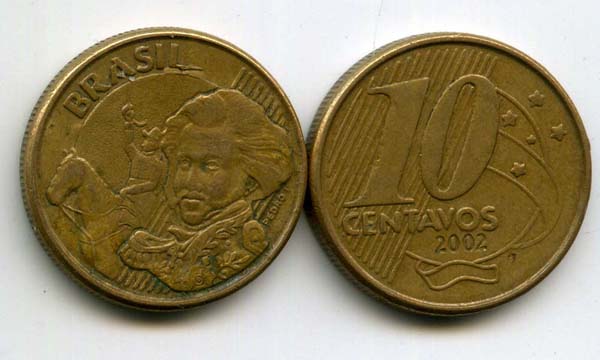 Монета 10 сентавос 2002г Бразилия