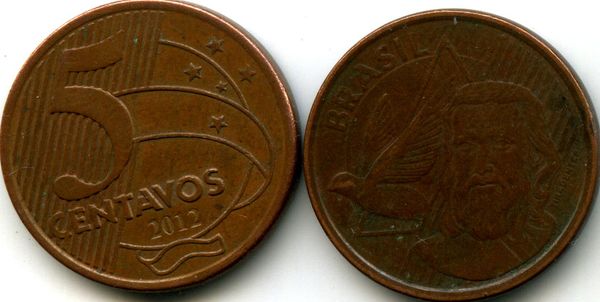 Монета 5 сентавос 2012г Бразилия