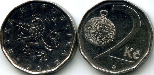 Монета 2 кроны 2012г Чехия