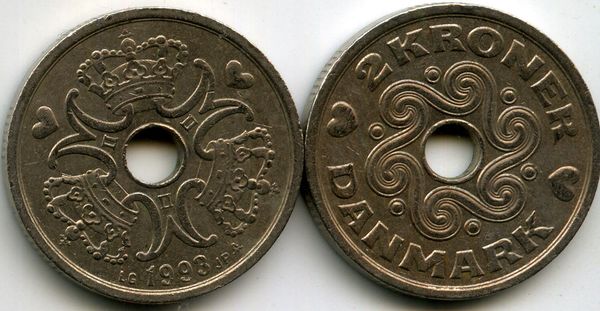 Монета 2 кроны 1993г Дания