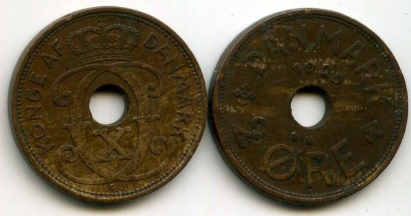Монета 2 оре 1929г Дания