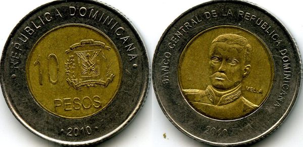 Монета 10 песо 2010г Доминикана