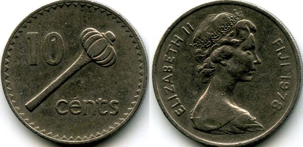 Монета 10 центов 1978г Фиджи