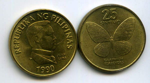 Монета 25 сентимо 1990г Филиппины