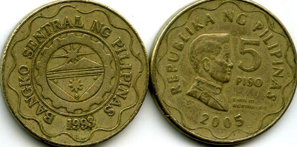 Монета 5 писо 2005г сост Филиппины