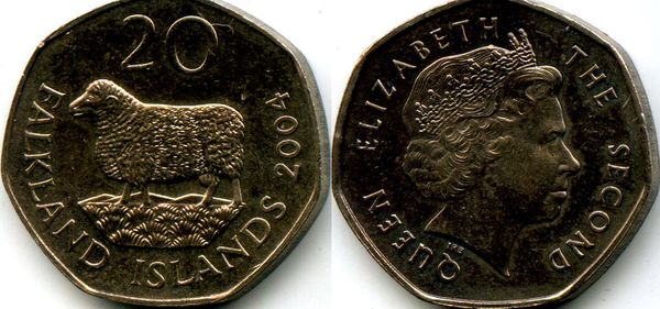Монета 20 пенсов 2014г Фолклендские острова